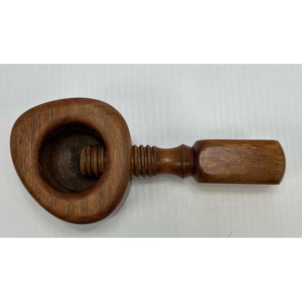 Vintage Teak Wood Nut Cracker Screw Type Danish Mid Century Modern Barware